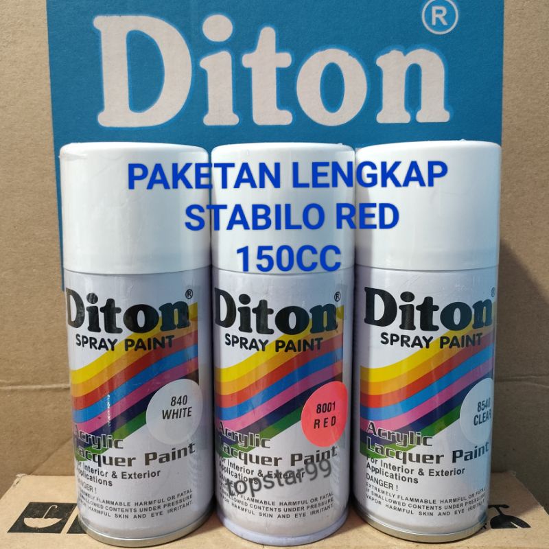 Pilok Cat Diton Stabilo Red 8001 White 840 Clear 8540 Paketan Stabilo merah 3 pcs 150cc Pilox Cat Semprot Diton Spray Paint