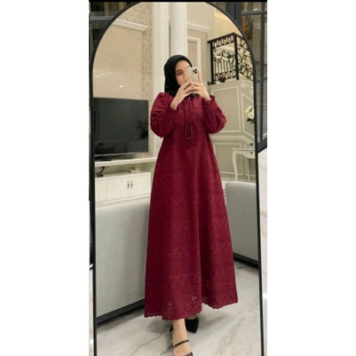 ♡kareemabutik♡ gamis katun bordir Paris edness kayla