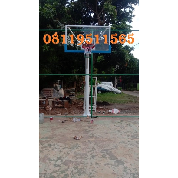 Tiang Basket Tanam, Papan Pantul 105x180 Ring Per 1+ Cakar Ayam