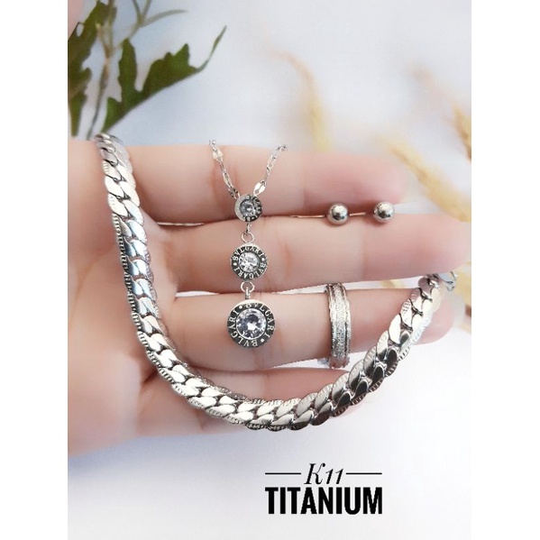 Titanium Set Perhiasan Wanita Silver Dewasa Terbaru Anti Karat 11262