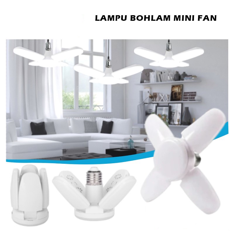 Lampu Bohlam Lipat Mini Model Kipas / Mini Fan Blade LED Bulb E27 Lampu Hias 4 Baling Watt Untuk Ruang Tamu Kamar Tidur Garasi