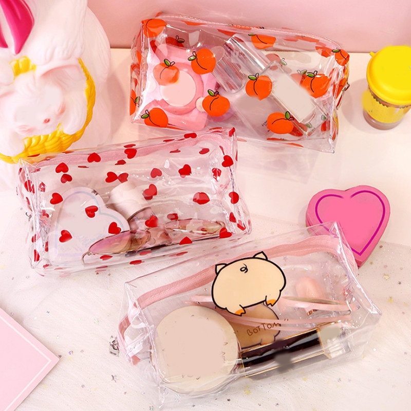 

Big Waterproof Transparent Pencil Case PVC Stationery Gifts Girls Student Pencil Bag Kawaii Makeup C