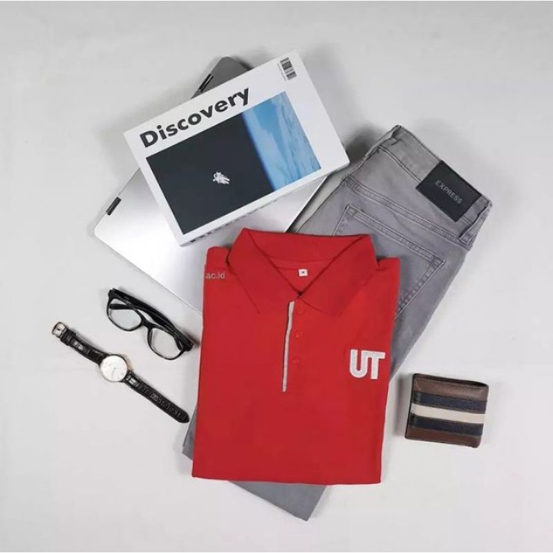 Kaos Polo Lengan Panjang Merah Universitas Terbuka Pria/Wanita