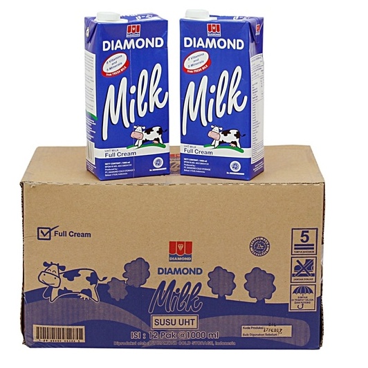 Diamond Susu UHT Full Cream 1000ml x 12 pcs ( 1 DUS ) - ED JUN 2024