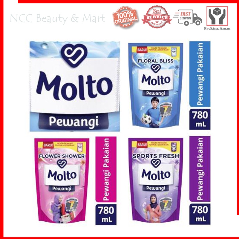 * NCC * Molto Pewangi Pakaian Menghilangkan 7 Bau Membandel - Kemasan Pouch Refill - Netto 780 ml