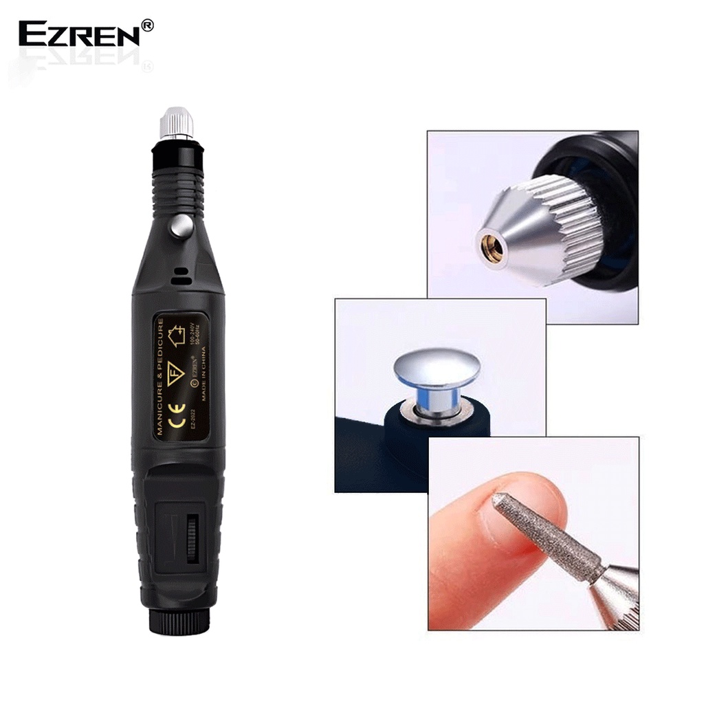 Ezren EZ-2022 Mesin Mini Grinder Grafir Bor Potong Ukir Kuku (Hitam)