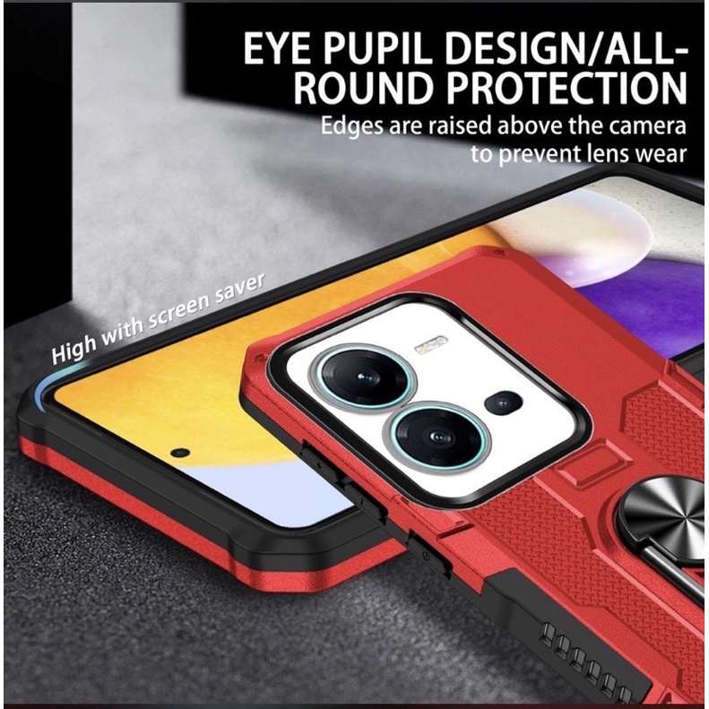 Hard Case Vivo Y21 Y21A Y21S Y21T Y22 Y33S Y35 Y91 Y91C Y93 Y95 V25 V25E V25 PRO Case Robot Hit Eye Ring