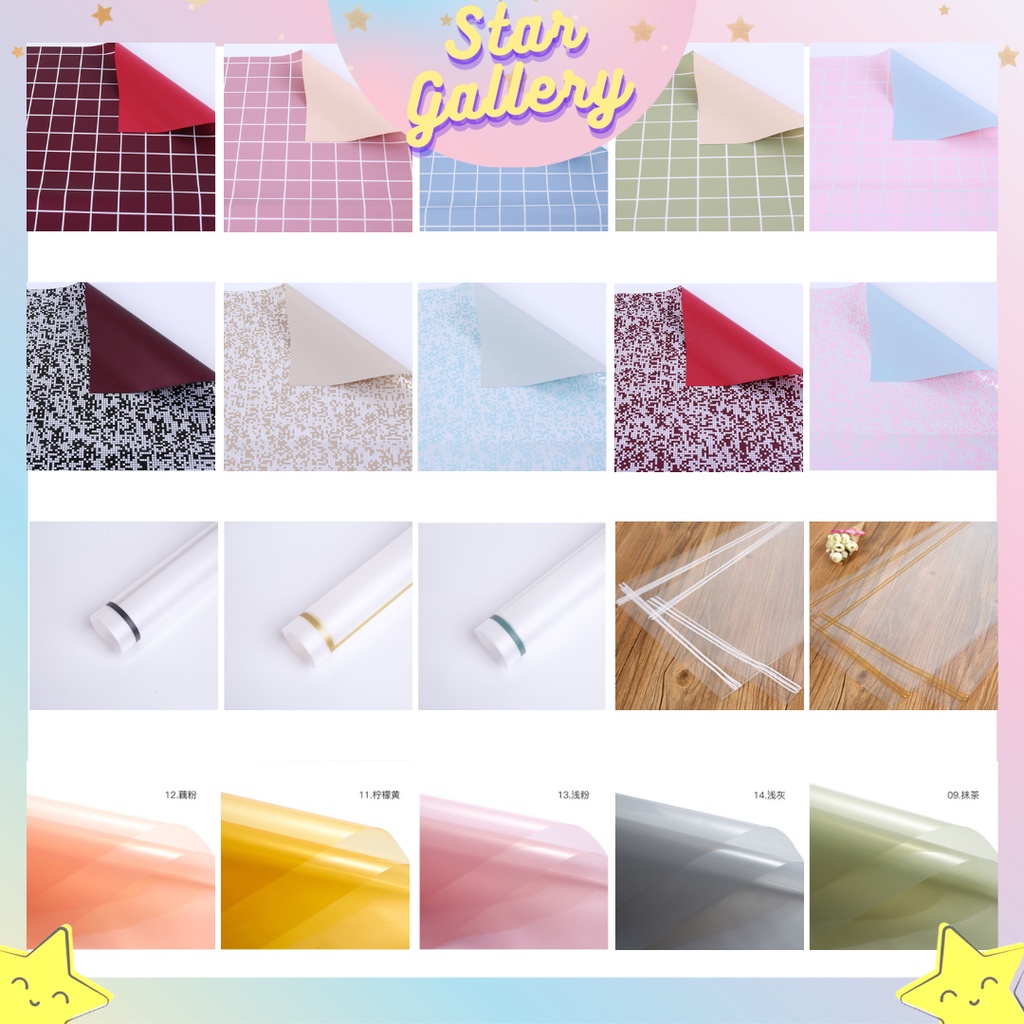 

Kertas Bunga Buket Motif Kotak Shimmer Transparant Flower Wrapping Paper Cellophane Kertas Buket Florist 6084 - 6088