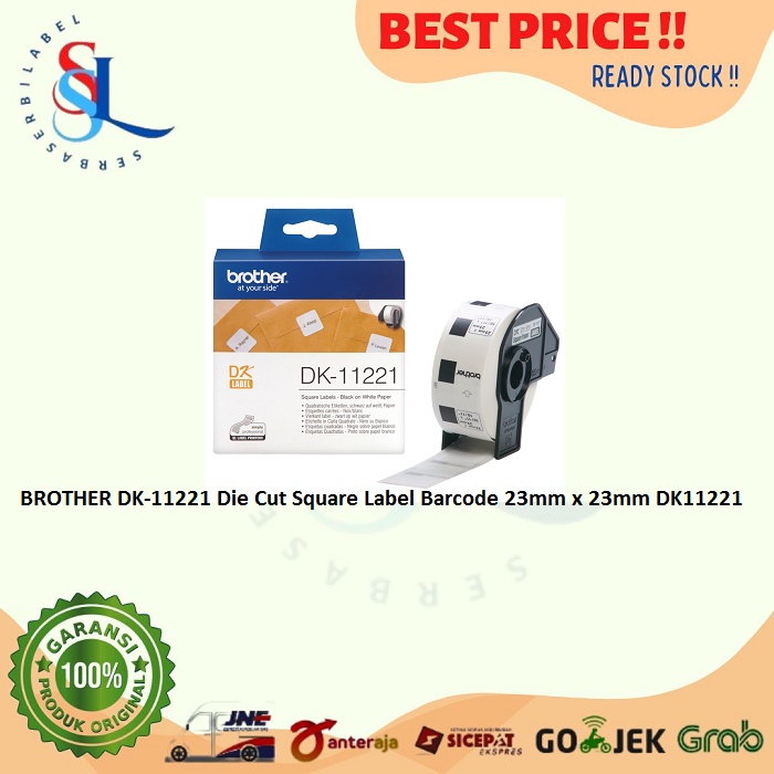 

BROTHER DK-11221 Die Cut Square Label Barcode 23mm x 23mm DK11221