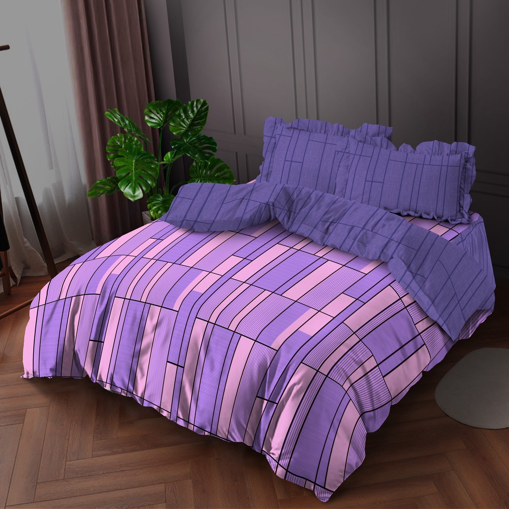 Kintakun Bedcover Set Rumbai 160 / 180 Bakula Aesthetic Dluxe Microtex Ungu