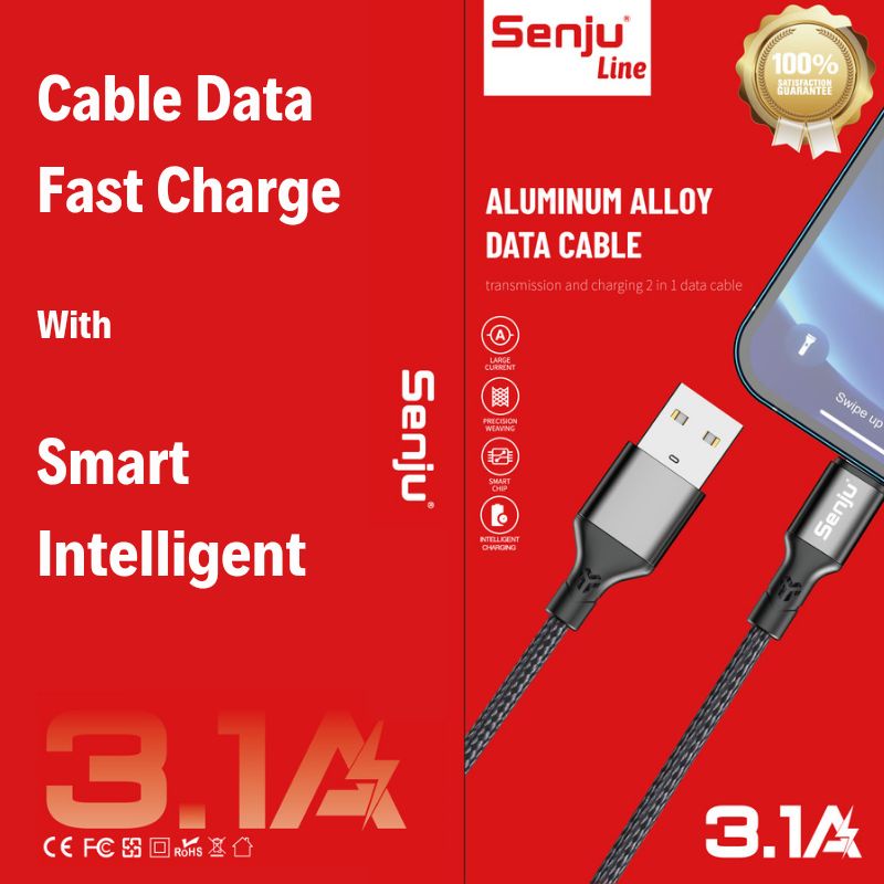 Cable Data micro usb/Lightning/Type-C Fast Charge 3.1A Senju Line Braided faster kabel data i 3.0A