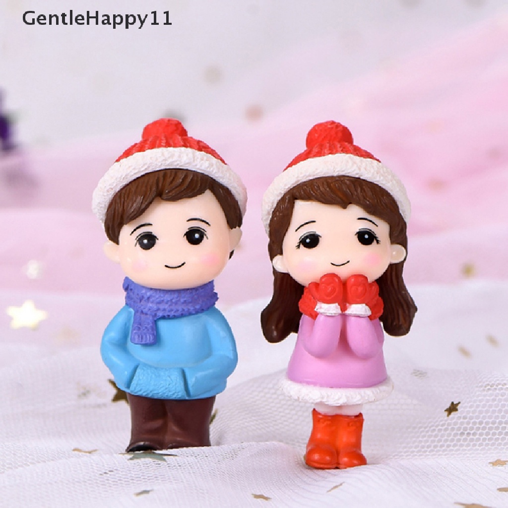 Gentlehappy 2pcs/set Boneka Pecinta Mini Model Angka Patung Taman Peri Lanskap Mikro id