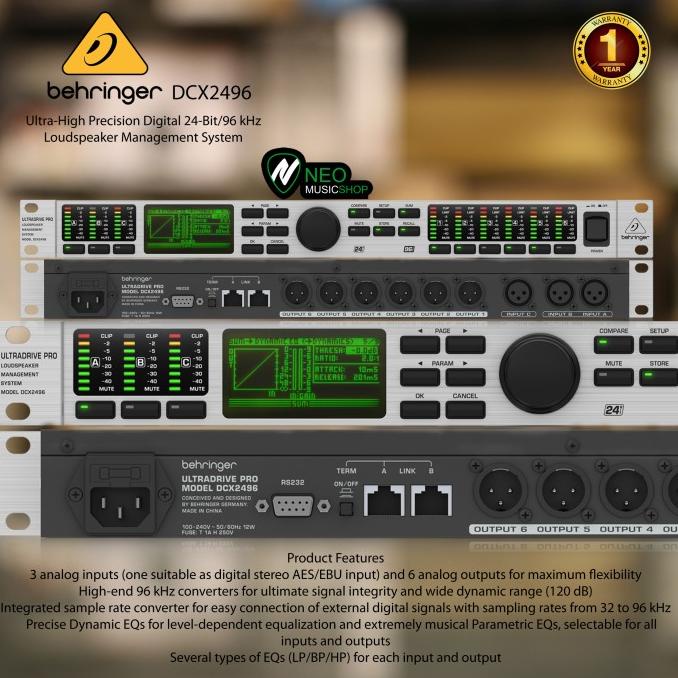 BERGARANSI Behringer DCX2496 Loudspeaker Management System - DLMS - 3 Inputs