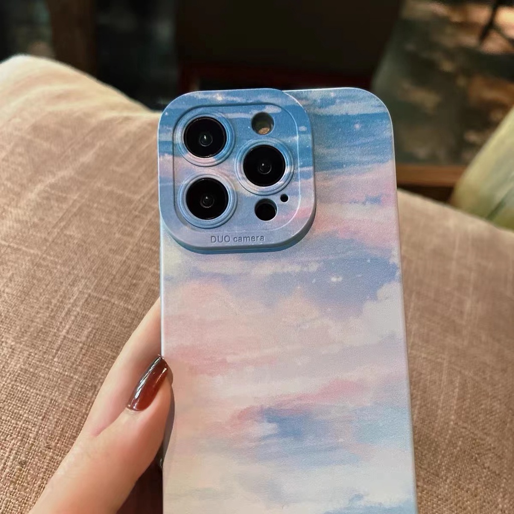 Case Bahan TPU Warna Langit Untuk iPhone 14 14pro 14Plus 14prm 13 13pro 13pro 11 7Plus 8Plus Xr XS 12pro Max