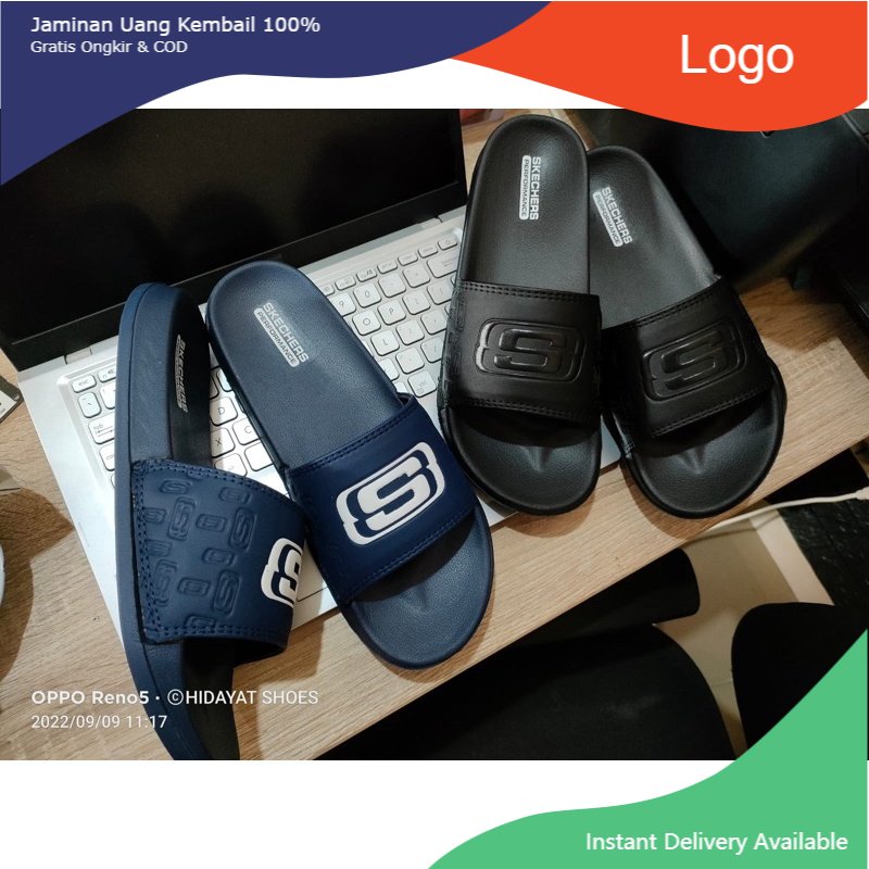 SANDAL SKECHERS SLOP SLIP ON PRIA / SANDAL KARET