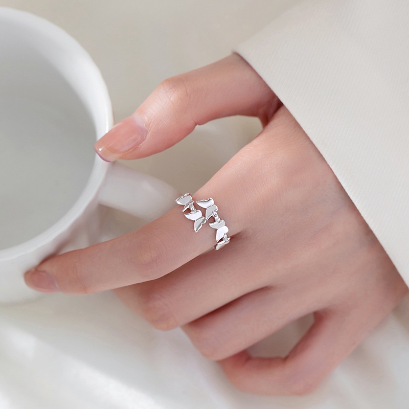 Cincin Model Terbuka Desain Kupu-Kupu Geometris Dapat Disesuaikan Gaya Vintage Minimalis Untuk Wanita