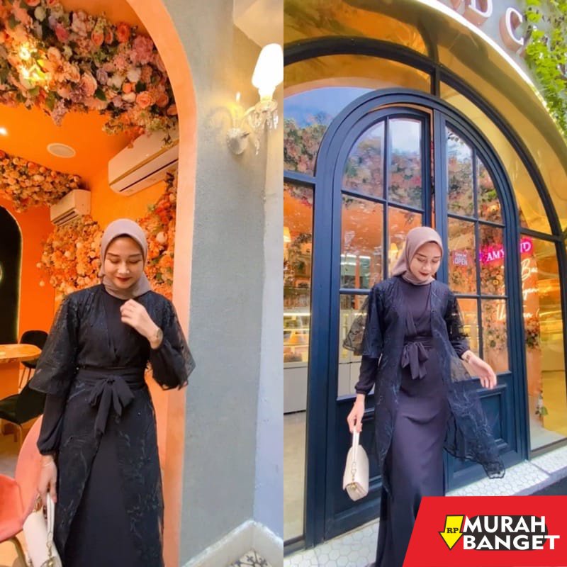 model gamis kombinasi polos terbaru 2022 Mysharewl Osana Gamis Brukat Pesta Syar'i Jumbo Azalea Dss 