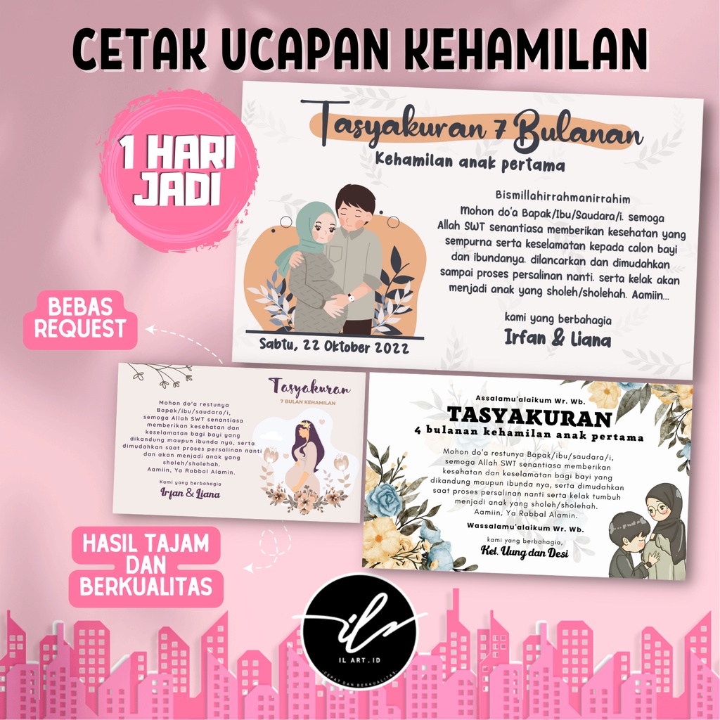 KARTU UCAPAN NASI BOX TASYAKURAN KEHAMILAN 4 BULANAN 7 BULANAN  AESTHETIC - STIKER