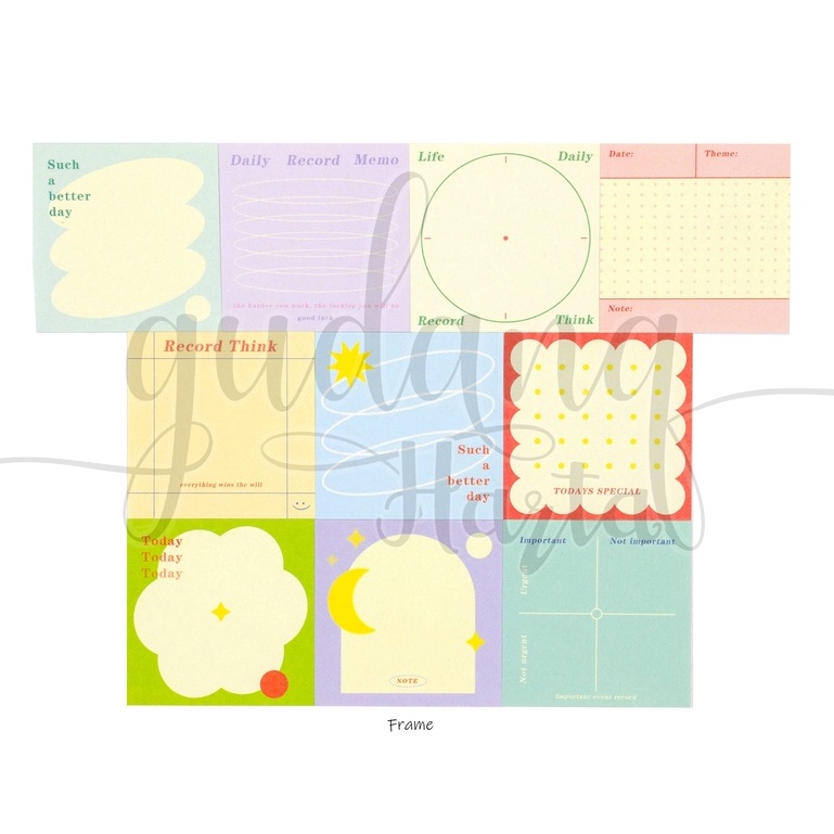 Memo Set 10 Motif Memopad Lucu BanyaK Motif Check Flower Frame DIY GH 301242