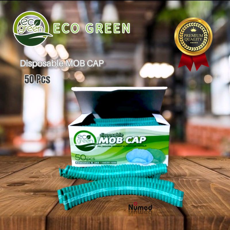 Eco Green Disposable Mob Cap Pelindung dan Penutup Kepala Surgical Shower Nurse Cup