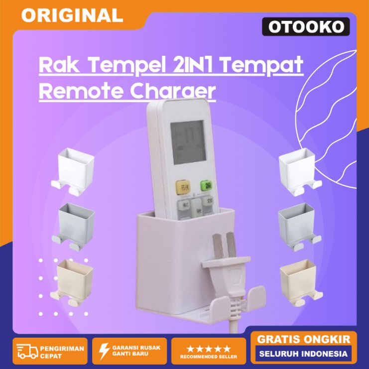 Rak tempel serbaguna 2IN1 Tempat Remote Charger Kabel Handphone Hp Holder Hook dinding kamar mandi dinding dapur tanpa paku