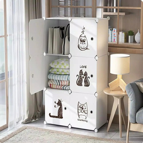 LEMARI PAKAIAN PORTABLE  6 PINTU / LEMARI PLASTIK KARAKTER LUCU