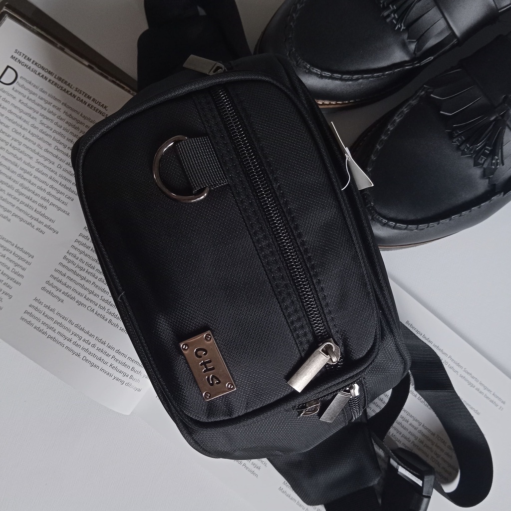 Tas Pushop Selempang Slempang Waist Bag Mini Sling Bag Leher Sekolah Kanvas Pria