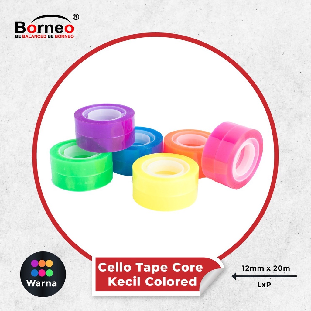 

12 ROLL - Borneo Cello Tape Kecil Colored 12mm x 20m
