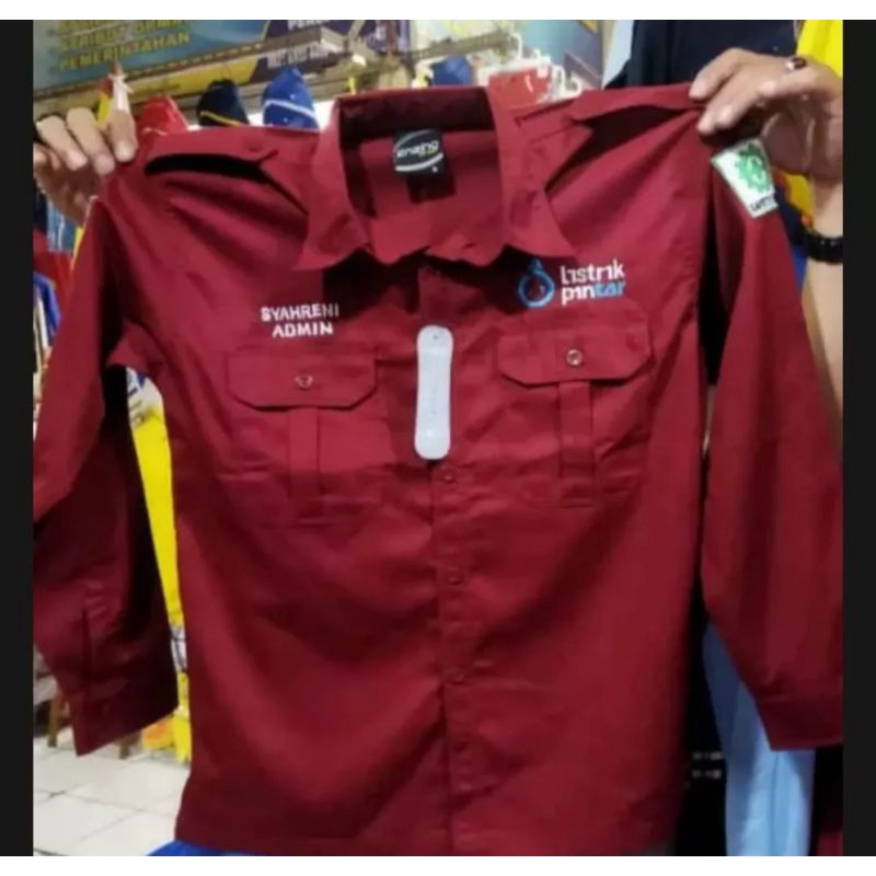 kemeja,baju, seragam, PLN listrik pintar full bordir