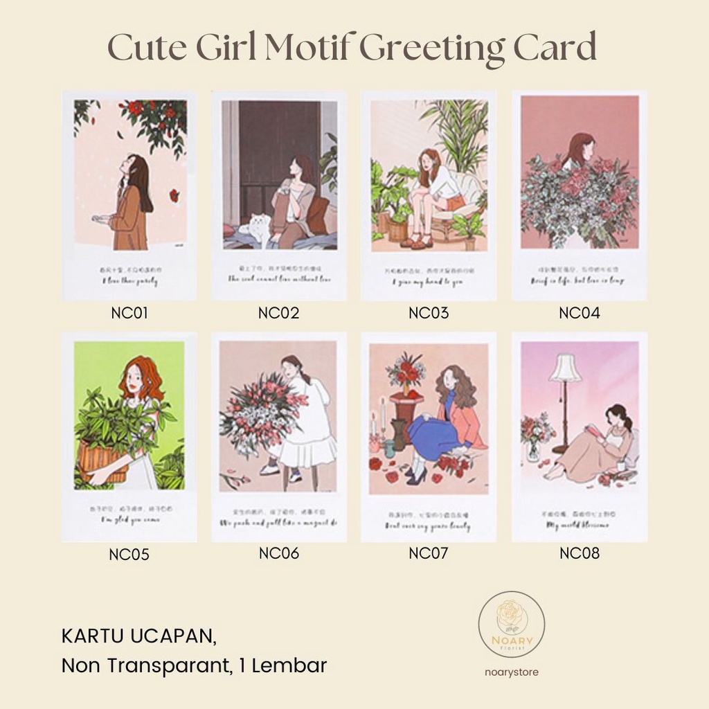 CUTE GIRL MOTIF GREETING CARD KARTU UCAPAN