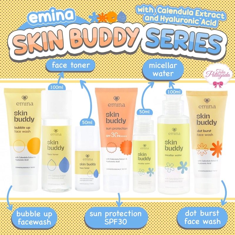 [HARGA SATUAN] Emina Skin Buddy Set - Emina Skin Buddy Dot Burst Face Wash Bubble Up Face Wash Toner