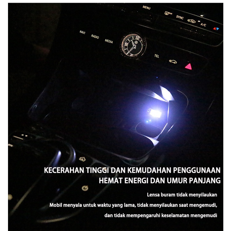 (Stok tersedia, dikirim dari Jakarta) Penutup debu USB mobil lampu ambient dekorasi mobil modifikasi kepribadian LED lampu tambahan interior mobil lampu malam