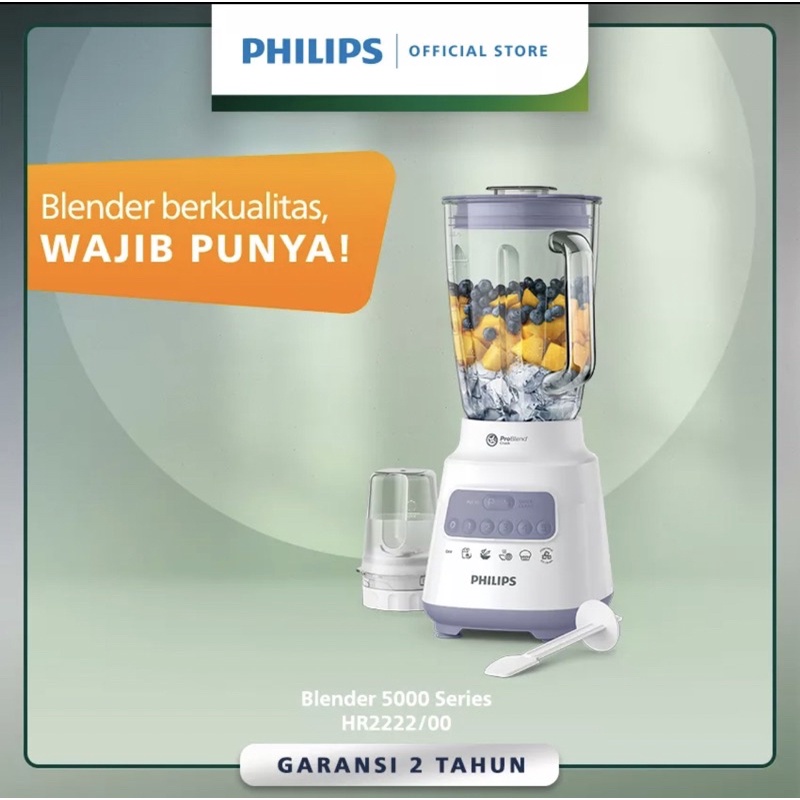 PHILIPS HR 2222 BLENDER PROBLEND (KACA) HIJAU/BIRU