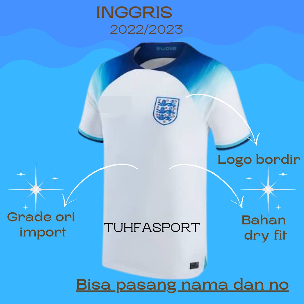 JERSEY INGGRIS PIALA DUNIA 2022 2026 GRADE ORI IMPORT THAILAND BAJU BOLA JERSY TIMNAS ENGLAND HOME T