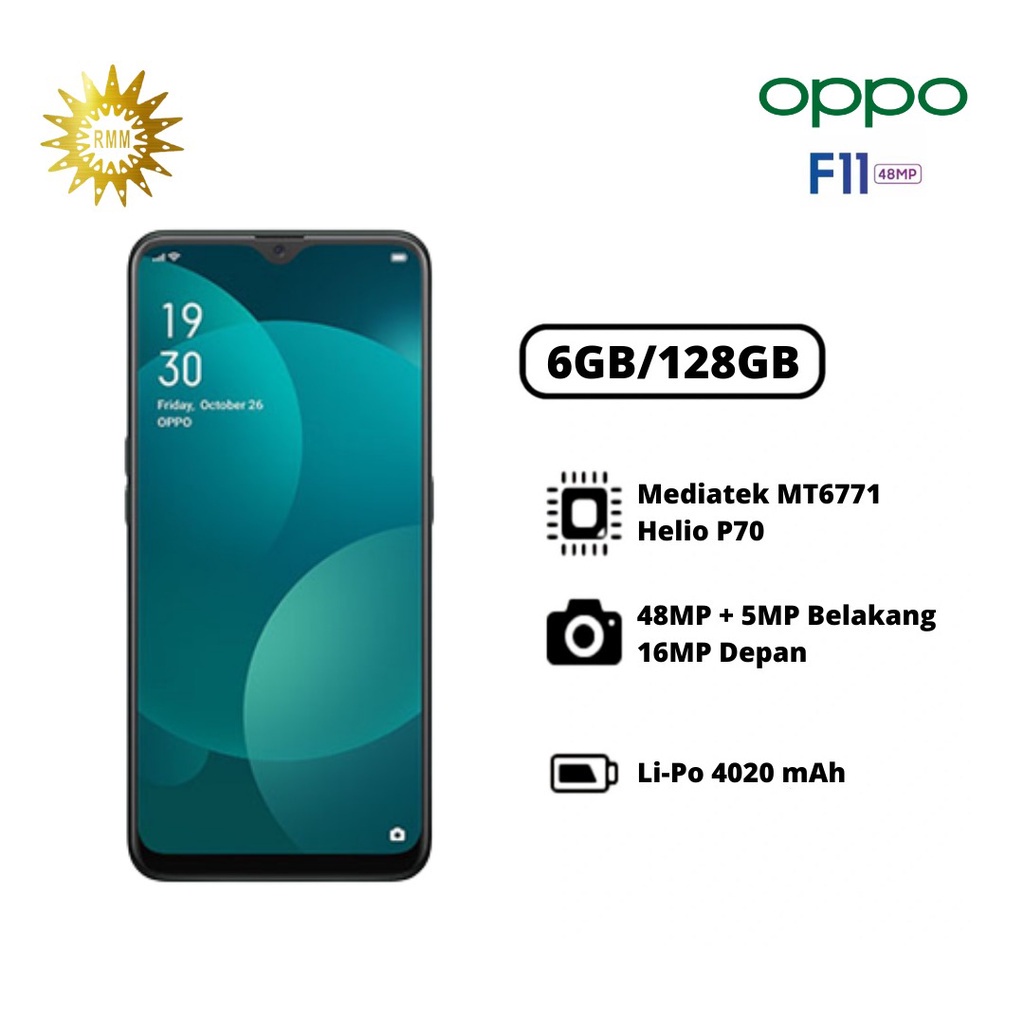 OPPO F11 RAM 6GB INTERNAL 128GB GARANSI 1 TAHUN