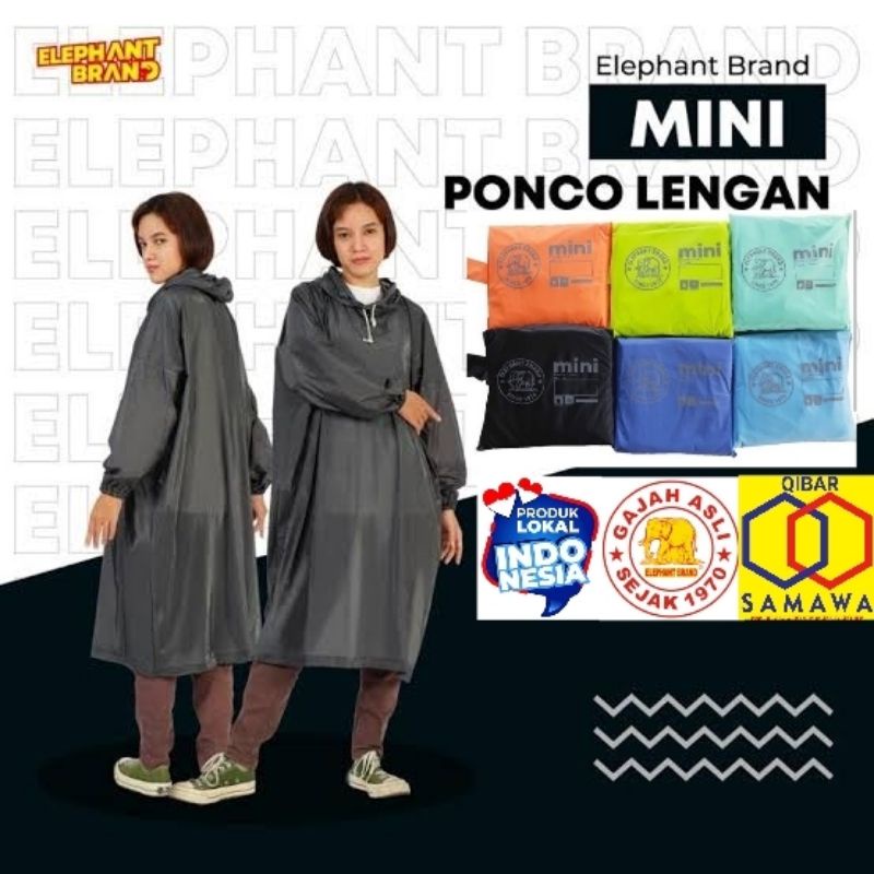 Raincoat Camping Outbond OutingClass Hiking Jas Hujan Ponco Lengan Elephant Brand