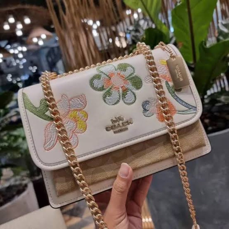 coach klare flower embroidered shoulder bag