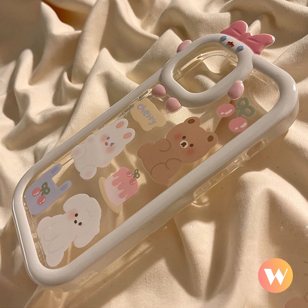 Case Desain Kartun Beruang Anjing 3D Untuk Oppo A16 A72 A15s A5 A92 A55 A54 A5S A35 A11 A15 A57 A7 A52 A12 A9 A16s A3S A32 A11 A3 A5