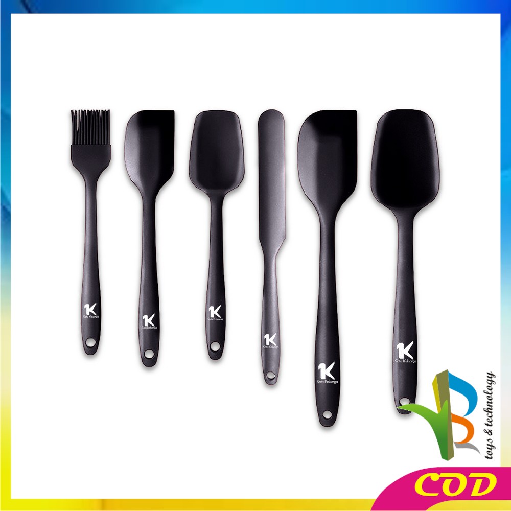 RB-C276 Spatula Silikon Tahan Panas Set 6IN1 Sutil Silicone Set Lengkap / Peralatan Dapur Kitchen Tool / Kitchen Utensil Set