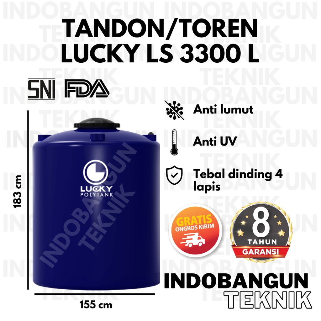 Tandon Toren Tangki Air Lucky Standard 3000 Liter 3300 Liter Harga Murah Garansi 8 Tahun Anti Lumut 
