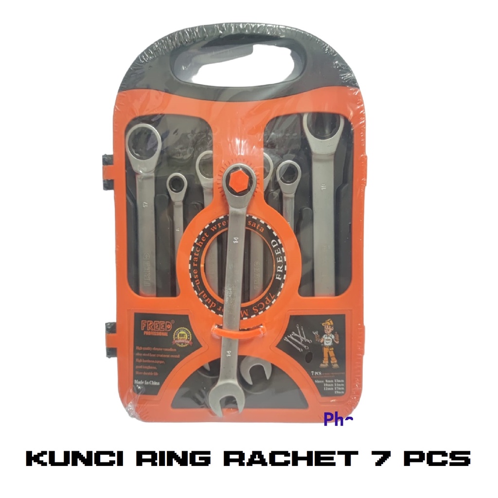 FREED Kunci Ring Pas Rachet Set 7 Pcs / Rachet Tekiro