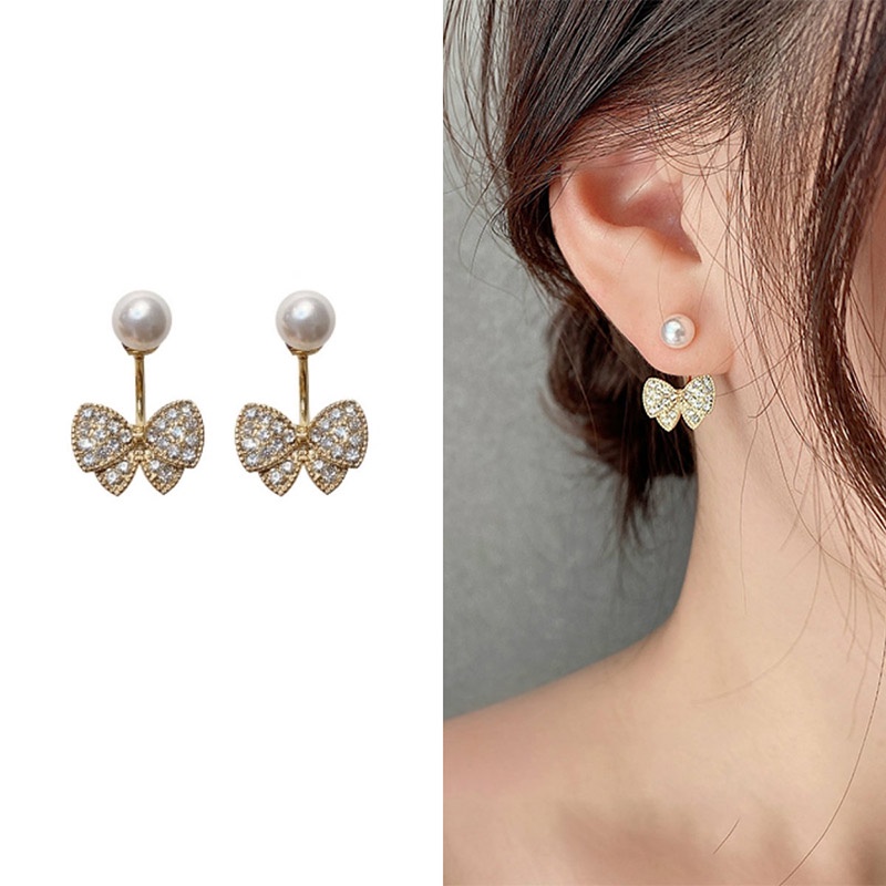 Anting Tusuk Gantung Temperament Desain Pitamutiaraberlian Imitasi Gaya Elegansimple Untuk Wanita