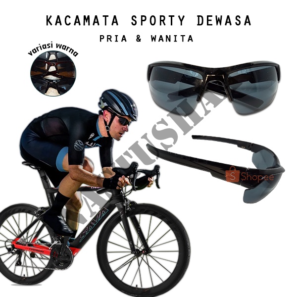 Kacamata Hitam Sepeda Olahraga Outdoor Motor Outdoor Bike Sporty Biker Goes Kacamata Fashion Untuk Pria Wanita Sport Anti UV