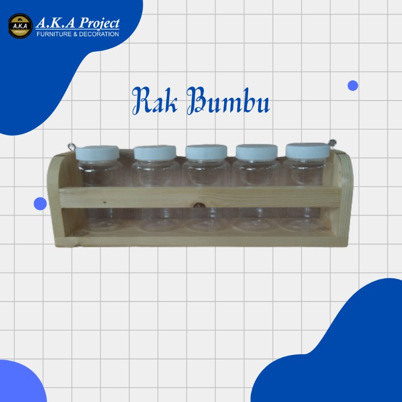Rak bumbu dapur kayu FREE toples 320ml/toples lebih besar/rak serbaguna