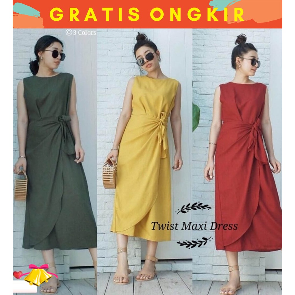 JXPLORE COTTONBELLS CASUAL DRESS WANITA KIMBERLY PLAID TIED MAXI (AR - D 4611)