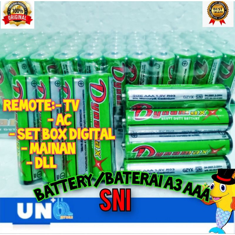 BATERAI BATTERY A3 AAA DYNAMAX HIJAU ULTRABLACK BATERAI REMOTE AC/TV/JAM/SET BOX TV