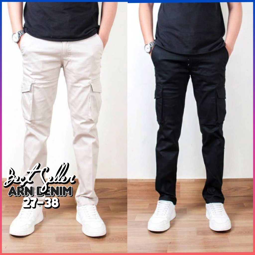 [TERLARIS] CELANA CARGO PANJANG PRIA UKURAN 27-38 PREMIUM QUALITY SLIMFIT COWO SKINNY POLOS COWOK