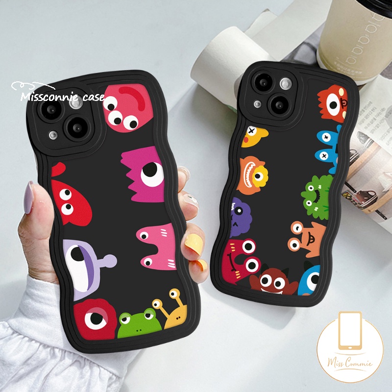 Casing Untuk Samsung A04 A04E A13 A12 A14 A32 A50s A52s A04s A50 A23 A53 A22 A52 A03s A33 A02s A03 A21s A30s A20 A11 A51 M22 A31 M32 Kartun Monster Kecil Lucu Lembut Bergelombang Edge Case