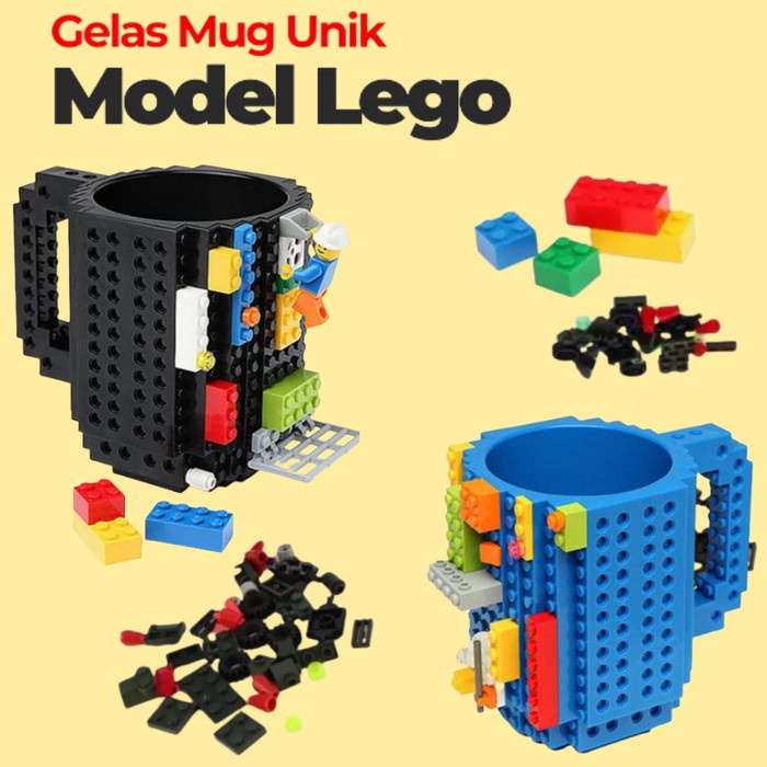 Mug Gelas Cangkir Anak Mainan LEGO Unik Lucu Classic Klasik