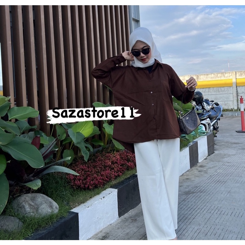 Kemeja Linen Oversized - Oversize Shirt-OVERSIZE COFFE